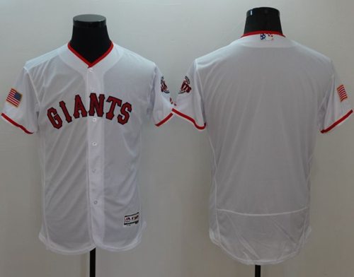Giants Blank White Fashion Stars & Stripes Flexbase Authentic Stitched MLB jerseys - Click Image to Close